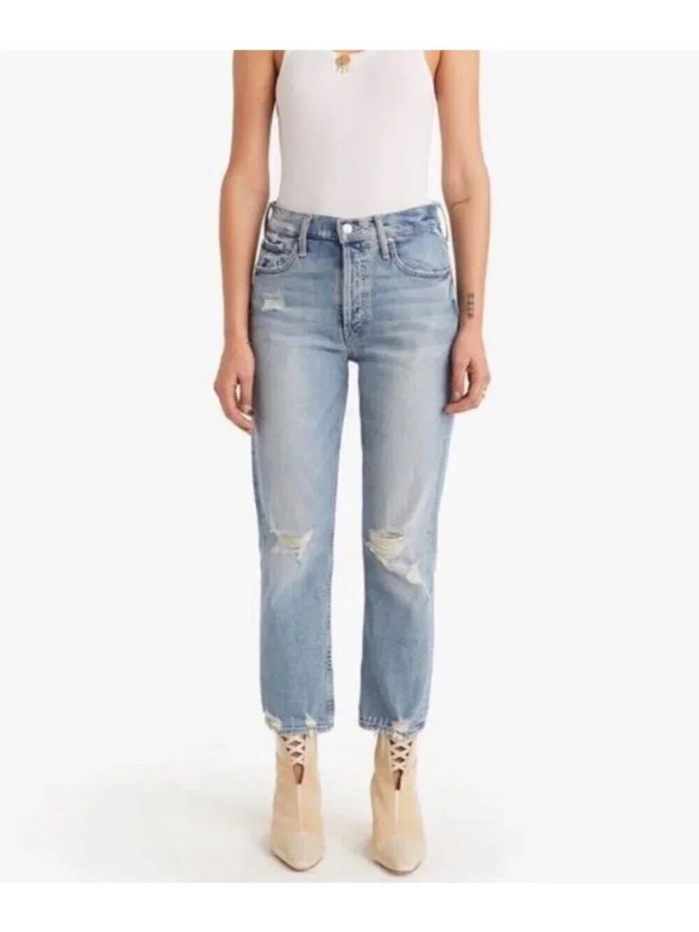 Mother Superior The Tomcat Confessions High Rise Distressed Crop Jeans 25 🌤️